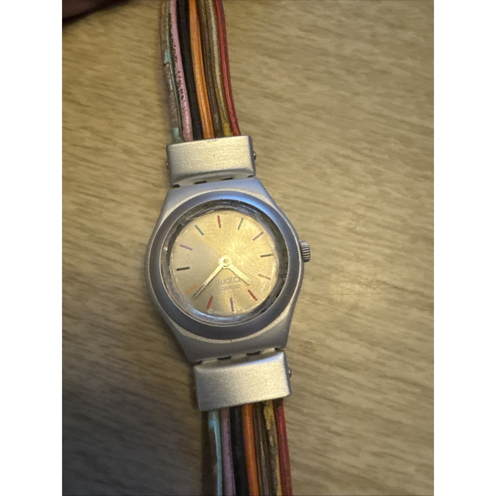 Swatch Watch Irony Filamento YSS1006 Multicolor Swiss AG Y2k New Battery No Band - Picture 5 of 6